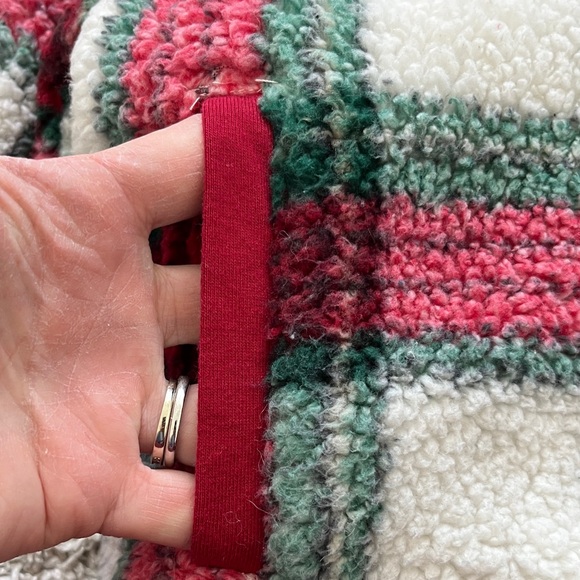 Gymboree Girls Plaid Fleece Quarter Zip - Burgundy, Forest Green, Ivory - Picture 3 of 3